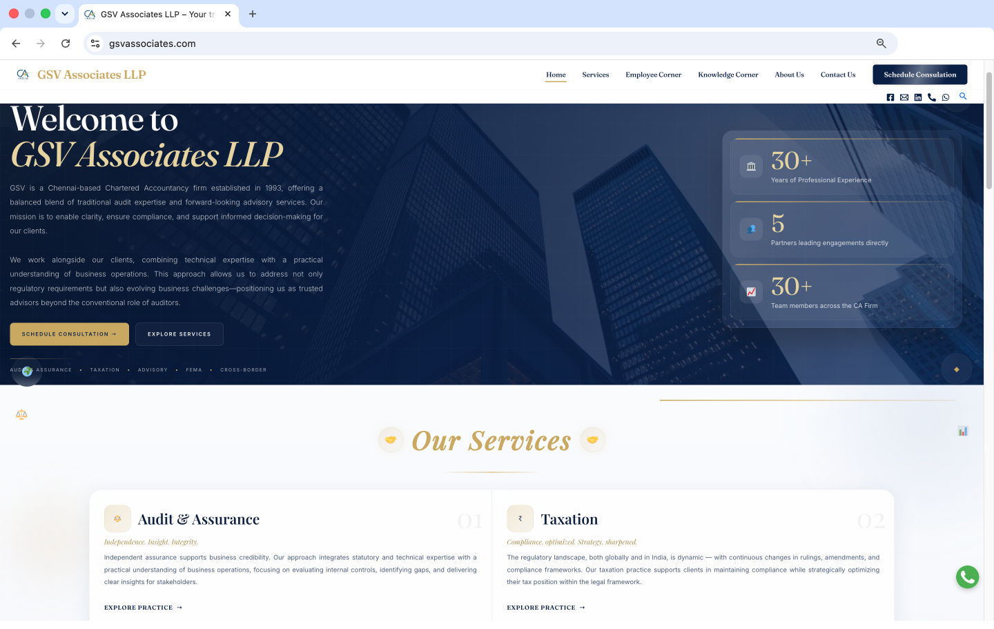GSV Associates LLP website screenshot