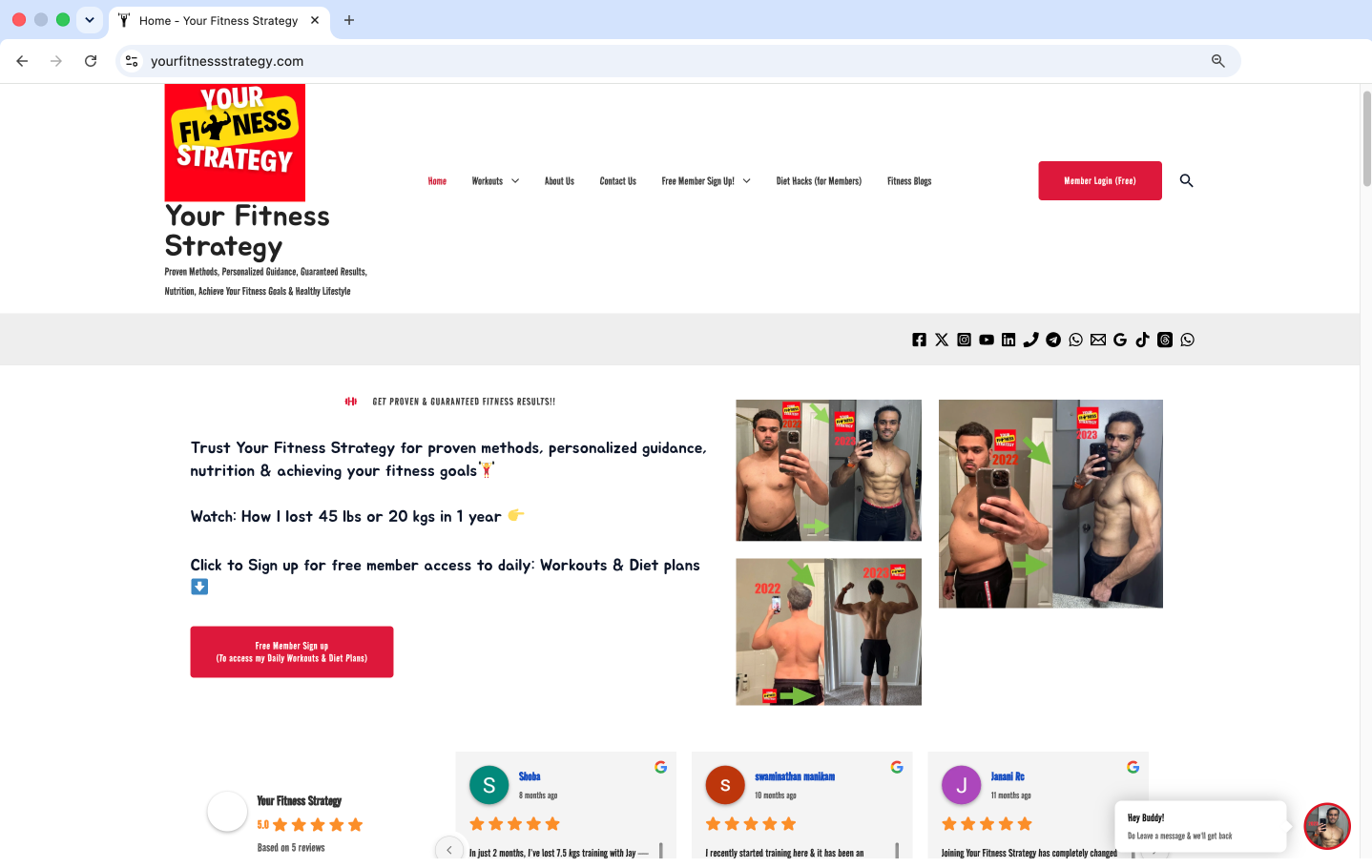 Your Fitness Strategy website screenshot